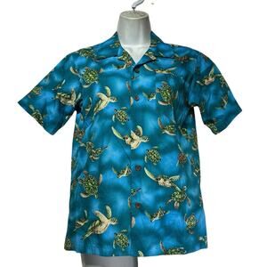 rjc hawaiian sea turtle short sleeve button up shirt youth size 14